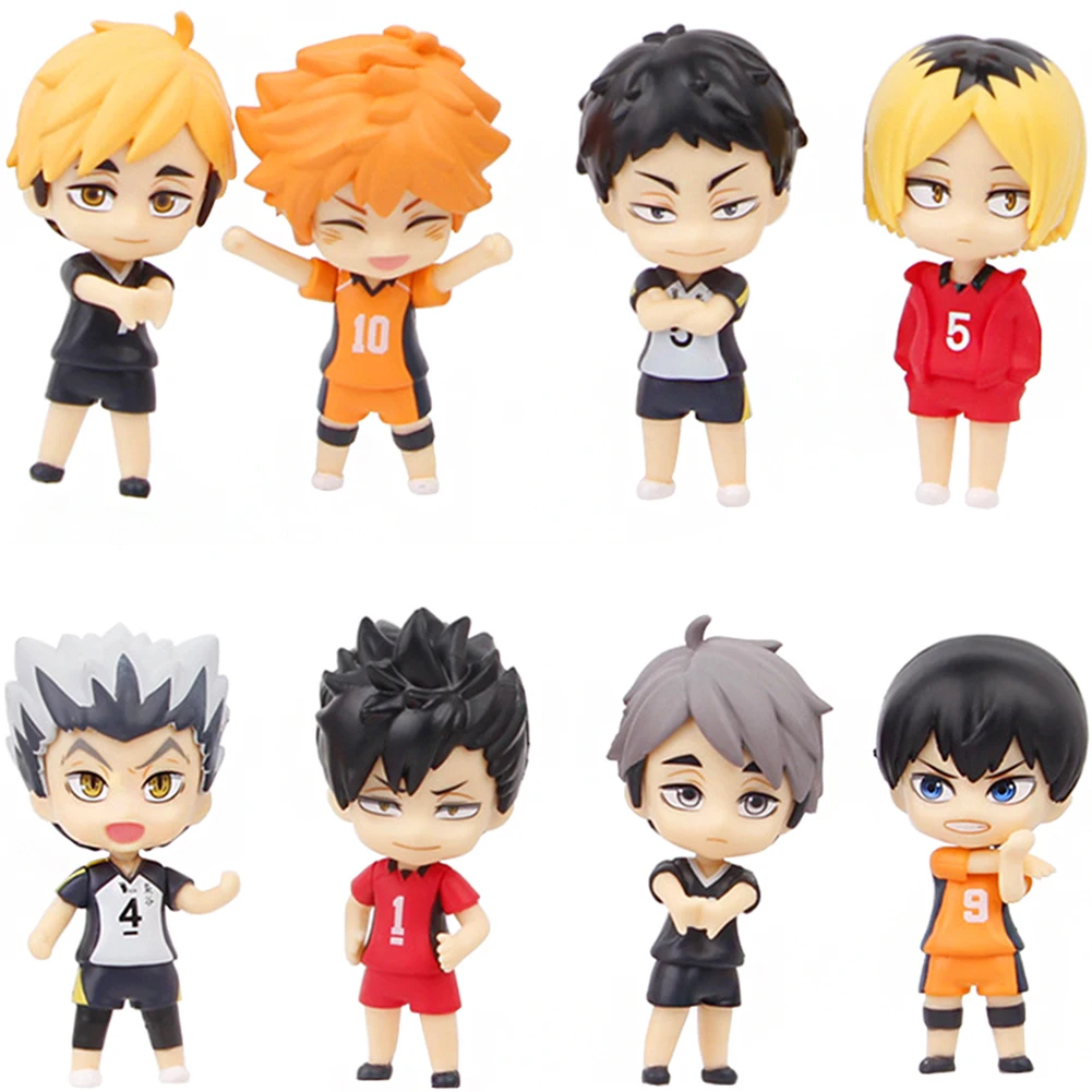 

8 Pcs/Lot Standing pose Volleyball Junior Figure lovely 10.5cm Shoyo Tobio Kageyama Kuroo Tetsurou Anime Model Ornament Dolls