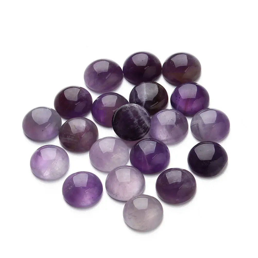 20Pcs 1.2cm Round Purple Crystal Cabochons Flat Base Glass Cabochons for DIY Jewelry Making Earrings Cufflinks Decor Craft