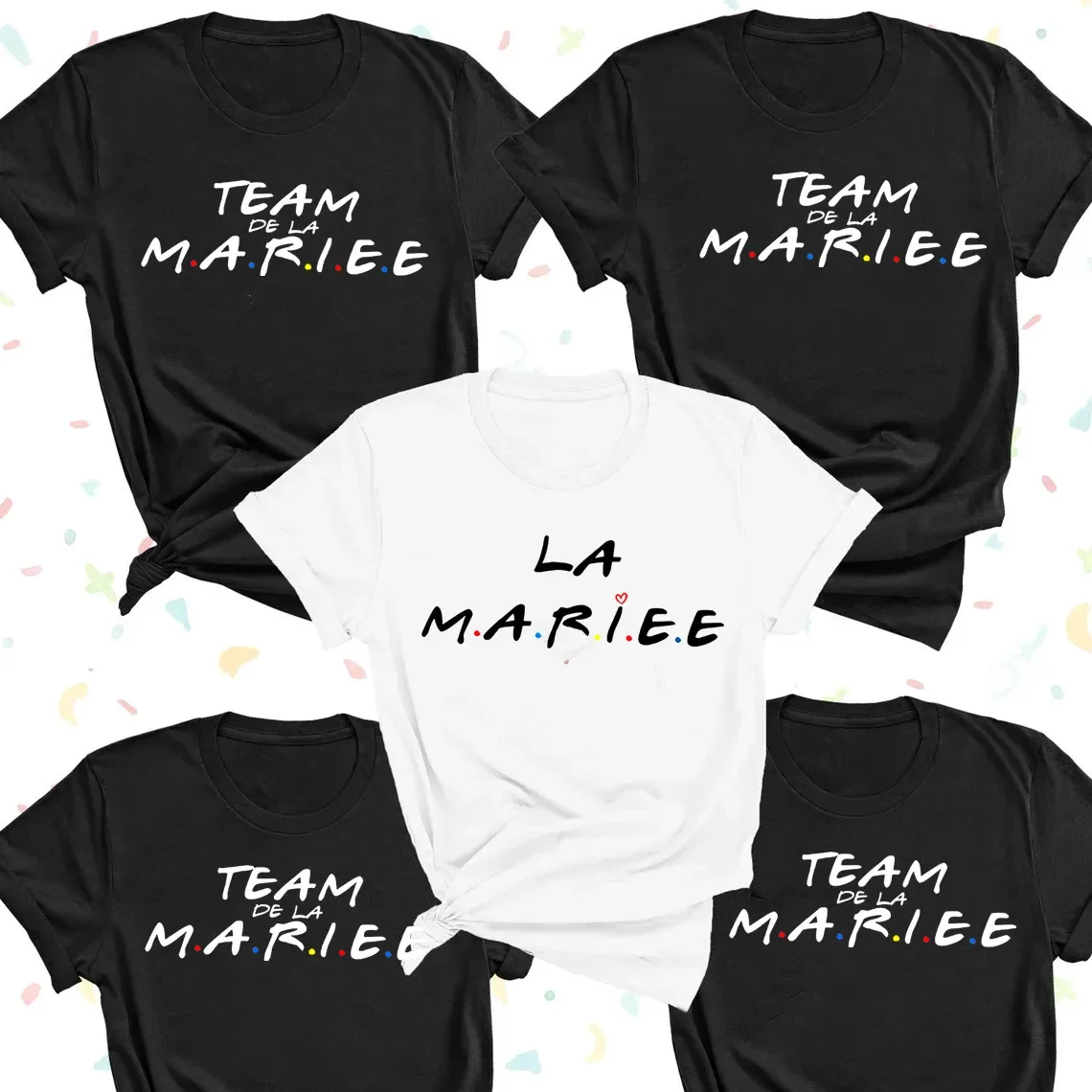 Bridal Party tops EVJF tshirt for bride team bridal shower gifts La Mariee French shirts Team Bride Bridesmaid matching T-shirts