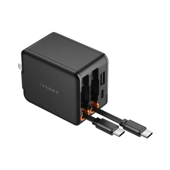 4 in 1 45W Fast Charging Retractable Wall Charger with Dual USB C Cables