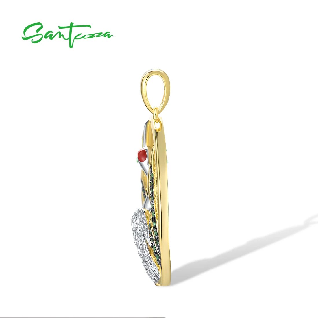 Imagem -02 - Santuzza-pure 925 Sterling Silver Pendant para Mulheres cz Branco Espumante Espinélio Verde Red-coroado Crane Fantastic Fine Jewelry