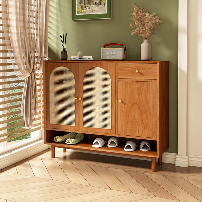 Trendy Simplicity Shoe Cabinet Wooden Entryway Space Saving Shoe Rack Organizer Designer Curio Modern Zapatero Unique Furniture