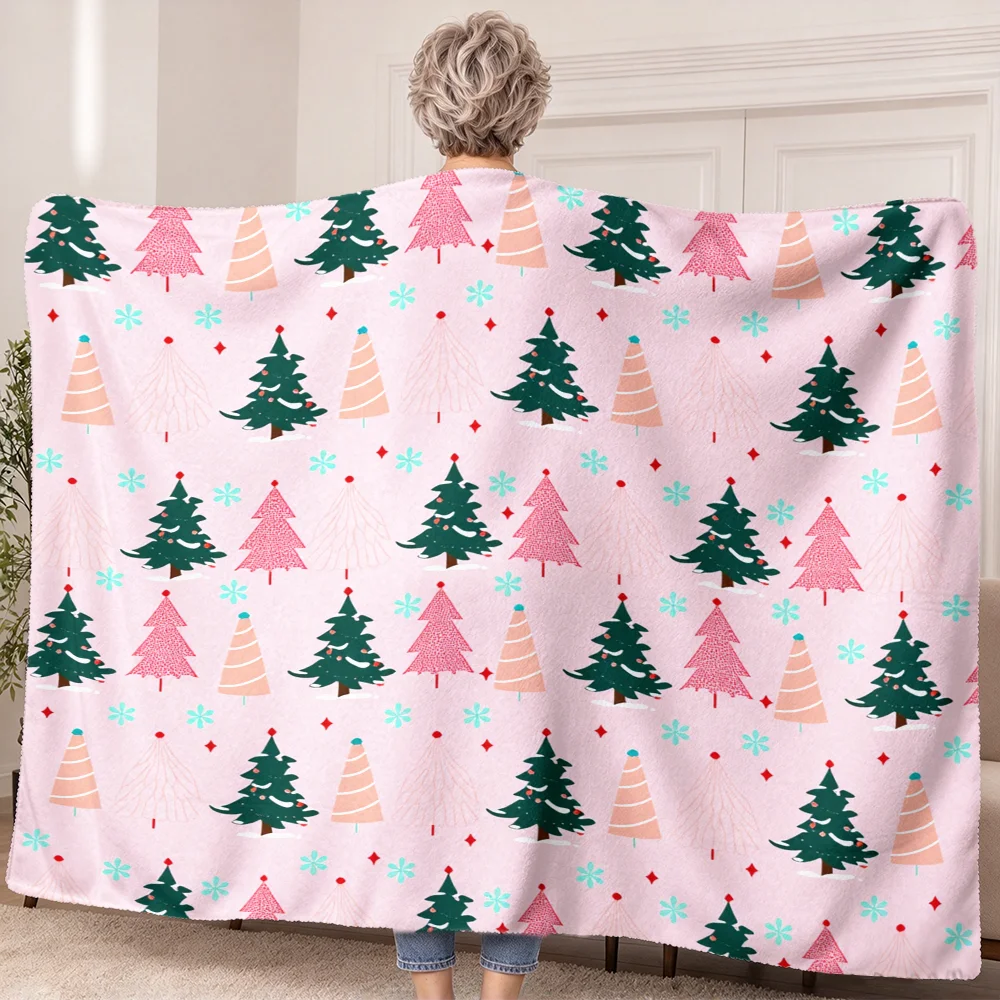 1PC Pink Christmas Tree Pattern Wearable Blanket-Soft and comfortable for both men and women. It is very suitable for daily use,