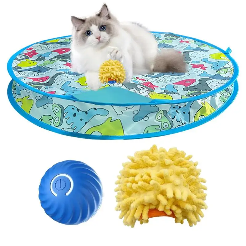 Rechargeable Electric Cat Toys Motion Activated Ball Hide and Seek Catching Toy Cat Toy Ball Pet Exercise Toy for Indoor Cats