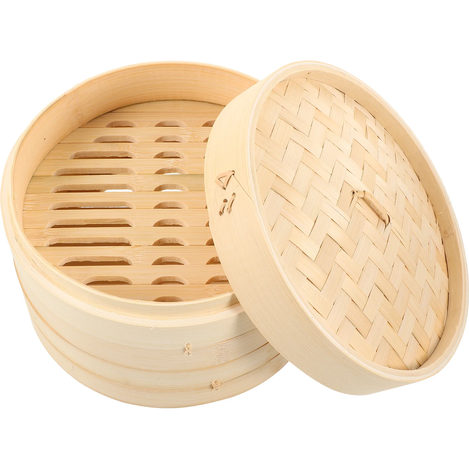 

1 set 1 Set Bamboo Food 2-Tier With Lid For Dumpling Buns Fish Steaming Kitchen Cooking Tool Steamer Basket Bamboo Steamer
