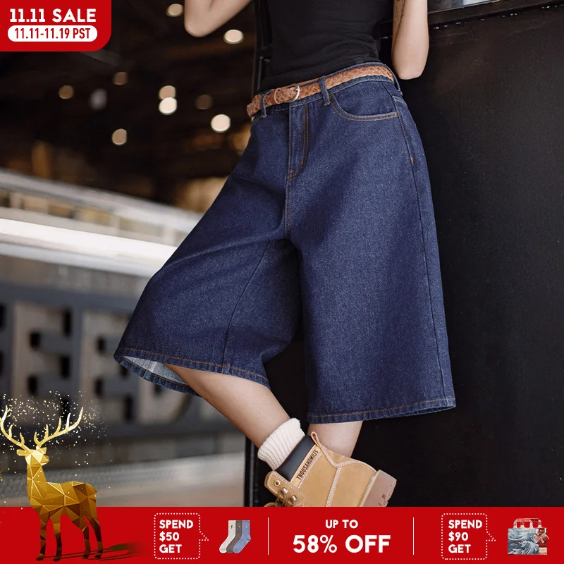 Maden новые винтажные темно-синие тяжелые джинсовые шорты, женские летние брюки с вышивкой и широкими прямыми повседневными джинсами на молнии YKK