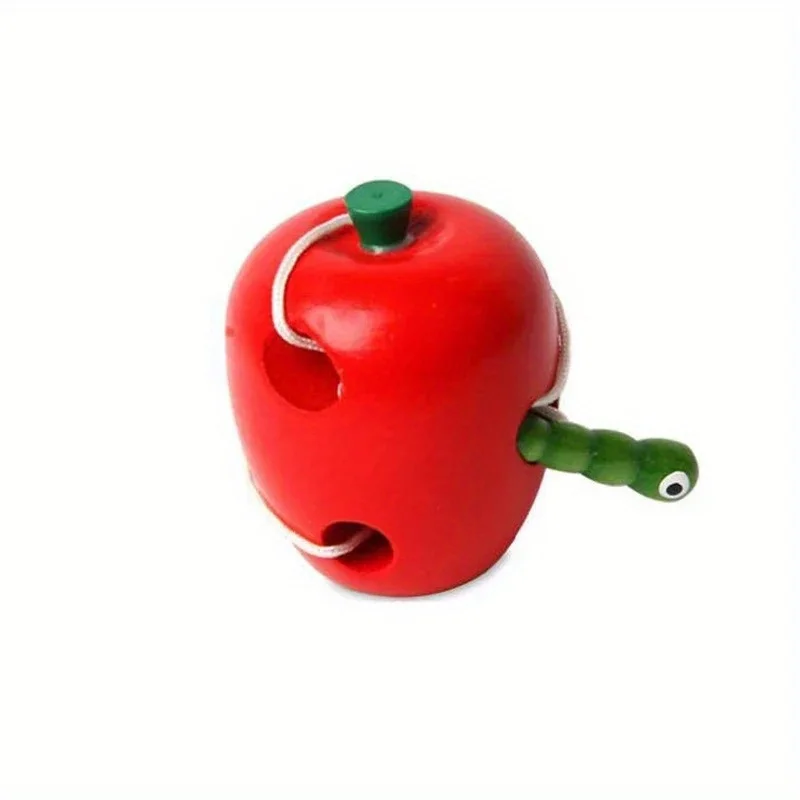 Vroege ontwikkelingsspeelgoed Houten veterspeelgoed, rupsen eet appel, kinderen leren educatief houten blokpuzzels speelgoed