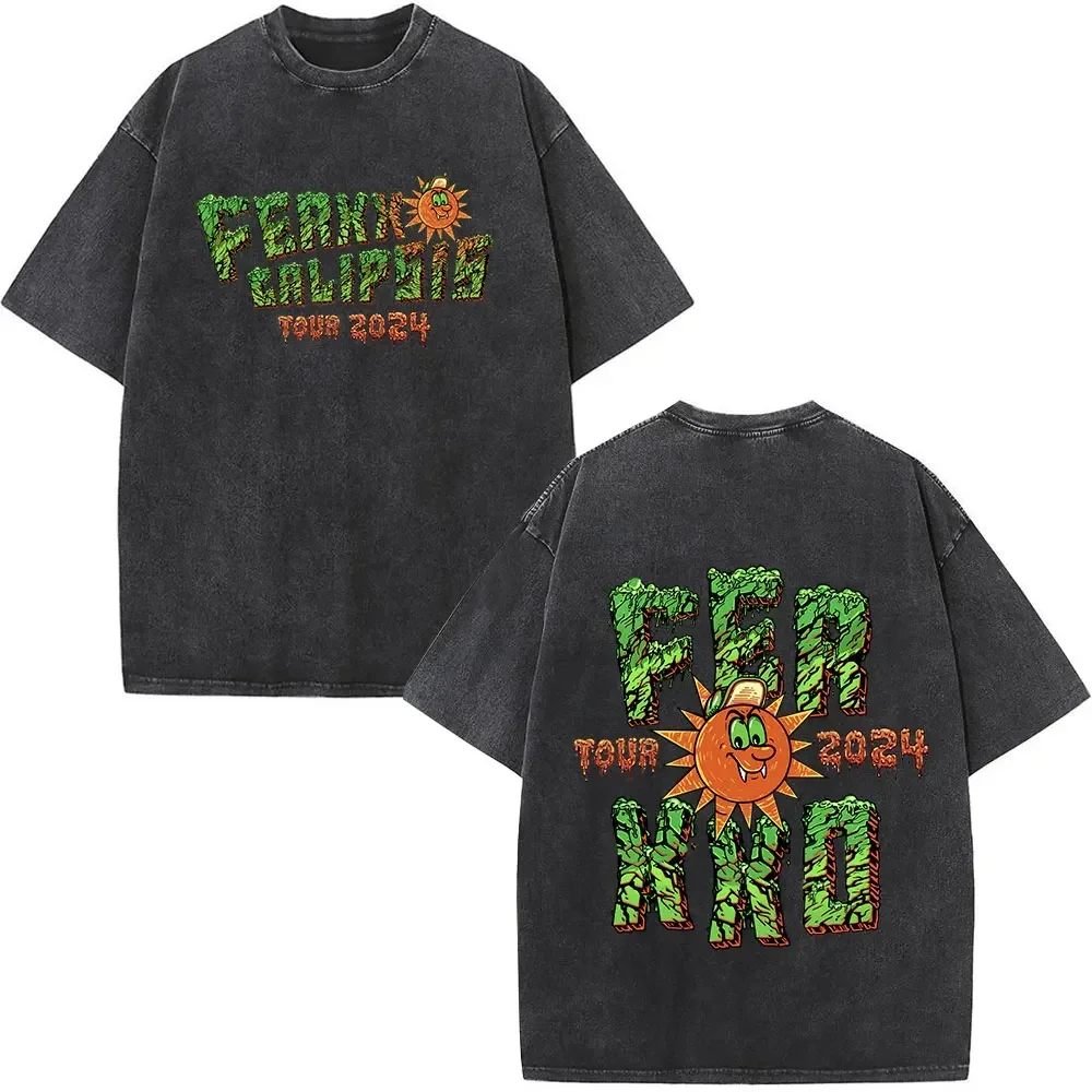 Customization Shirt Feid Ferxxo Ferxxocalipsis Woeld Tour 2024 Vintage Washed T Shirt Men Women Fashion Hip Hop Oversized T-shir