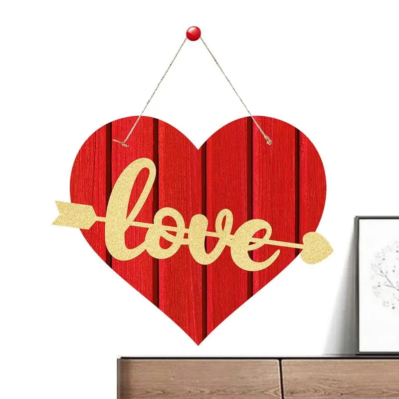 Letrero de porche de San Valentín, letrero de corazón rojo, decoración rústica para el Día de San Valentín, letrero de bienvenida de corazón, colgador de puerta de corazón decorativo, papel