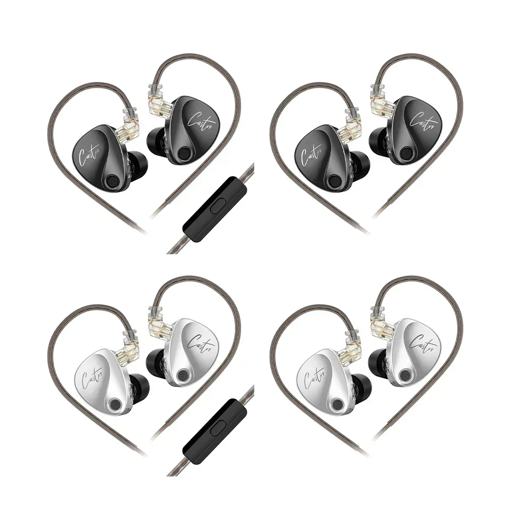 KZ Castor Fones de ouvido intra-auriculares com fio HiFi Cabo destacável 2 Fones de ouvido com armadura balanceada ajustável dinâmica com microfone