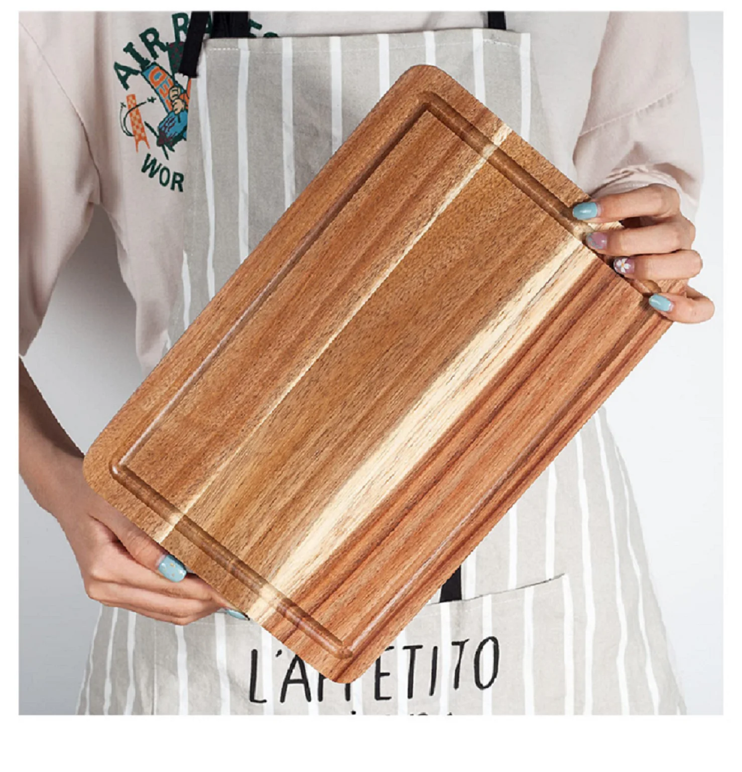 لوح تقطيع خشب السنط، لوح تقطيع الفاكهة من الخشب الصلب، لوح تقطيع شرائح اللحم، غير مطلي، لوح تقطيع خشب السنط المعلق #5