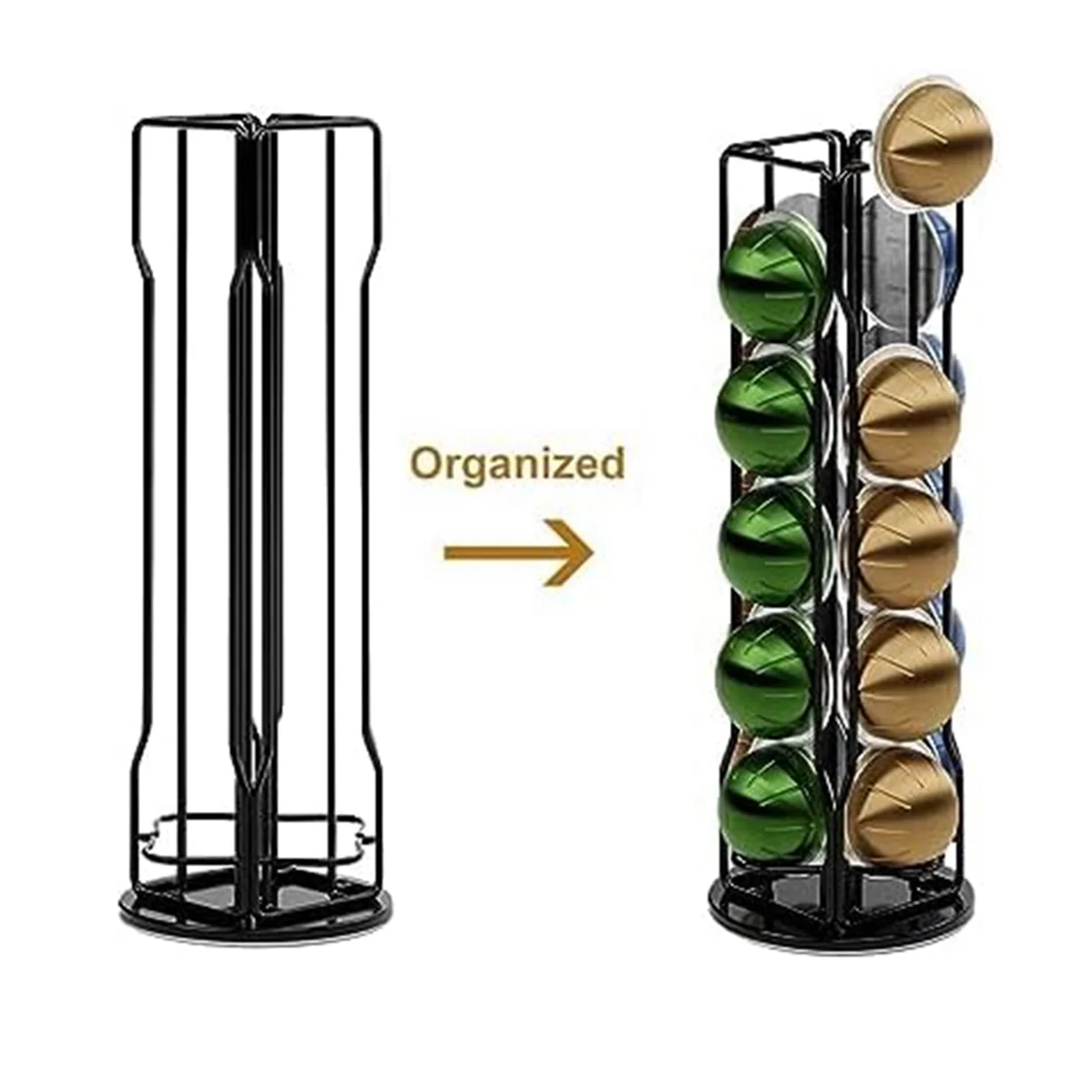 20-Pack Coffee Organizer Display Rack Iron Art Vertuo Pods Coffee Pod Holder for Nespresso Vertuoline Stand Rack,Black