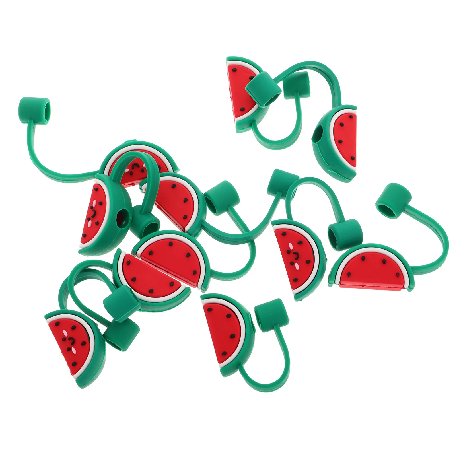 

10Pcs Silicone Straw Caps Watermelon Design Cute Dustproof Lid Stopper Reusable Straw Cover Decoration Accessories for Tumblers