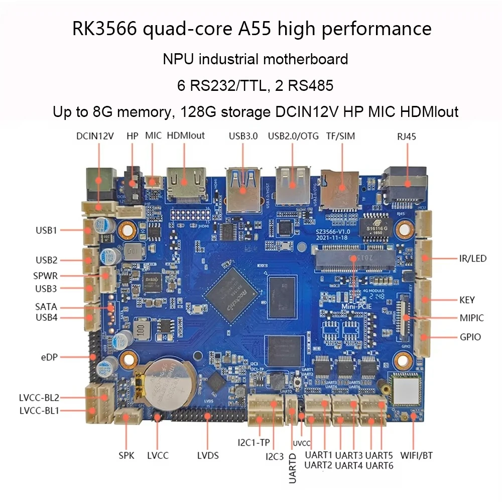 

Gold seller Multimedia Player Interactive Whiteboard Motherboard Rockchip RK3566 LVDS 4K Arm Android Motherboard