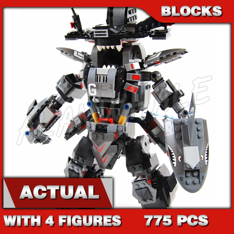 775 Stück Shinobi Garma Mecha Mann bewegliche Arme Beine Garmadon Shark Blaster 10719 Bausteinspielzeug kompatibel mit Modell