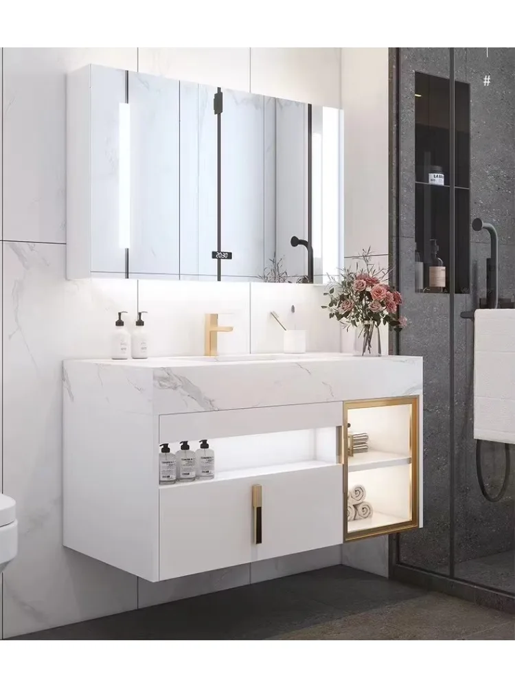 Double sink bathroom wash basin top ready-made bathroom cabinet, marble countertop bathroom cabinet wash basin