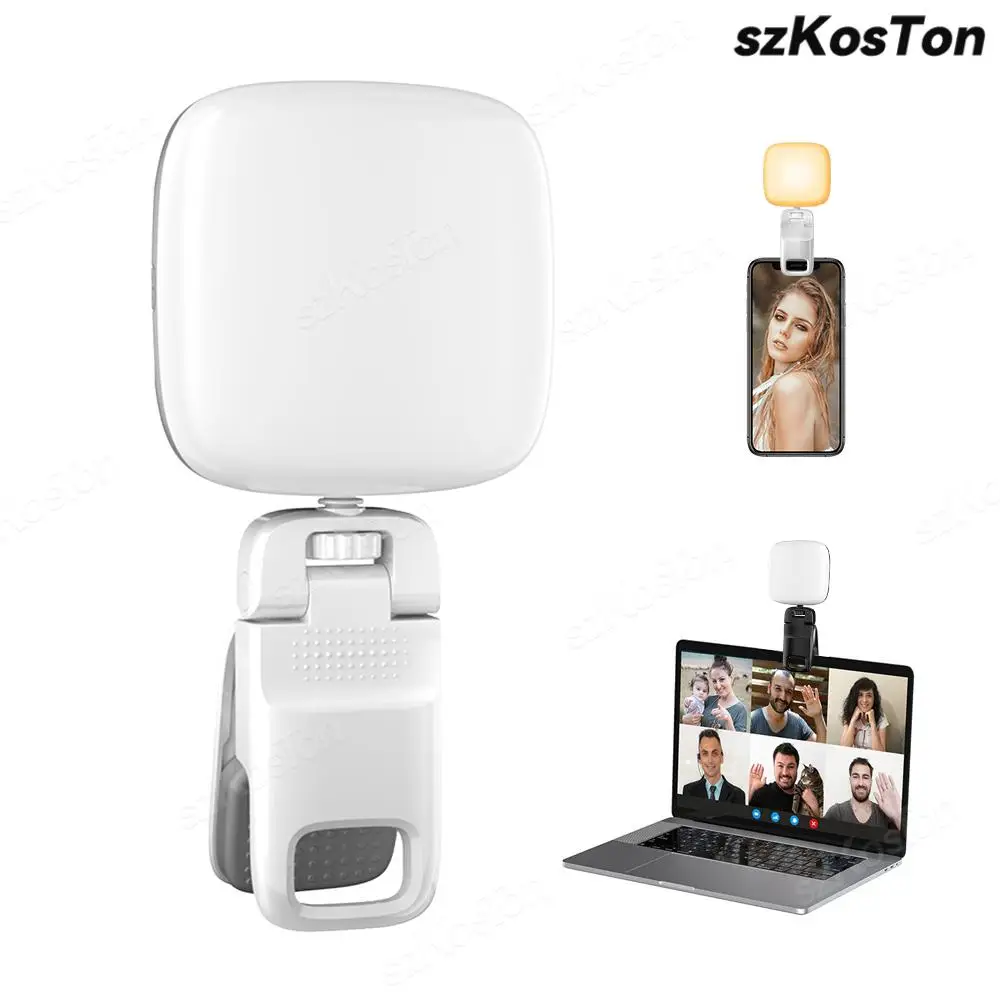 Lampe LED aste pour téléphone, lampe de remplissage pour appareil photo, pince pour selfie, portable, adaptée pour Tiktok, gérer la vidéo, iPhone, lumière pour conférence