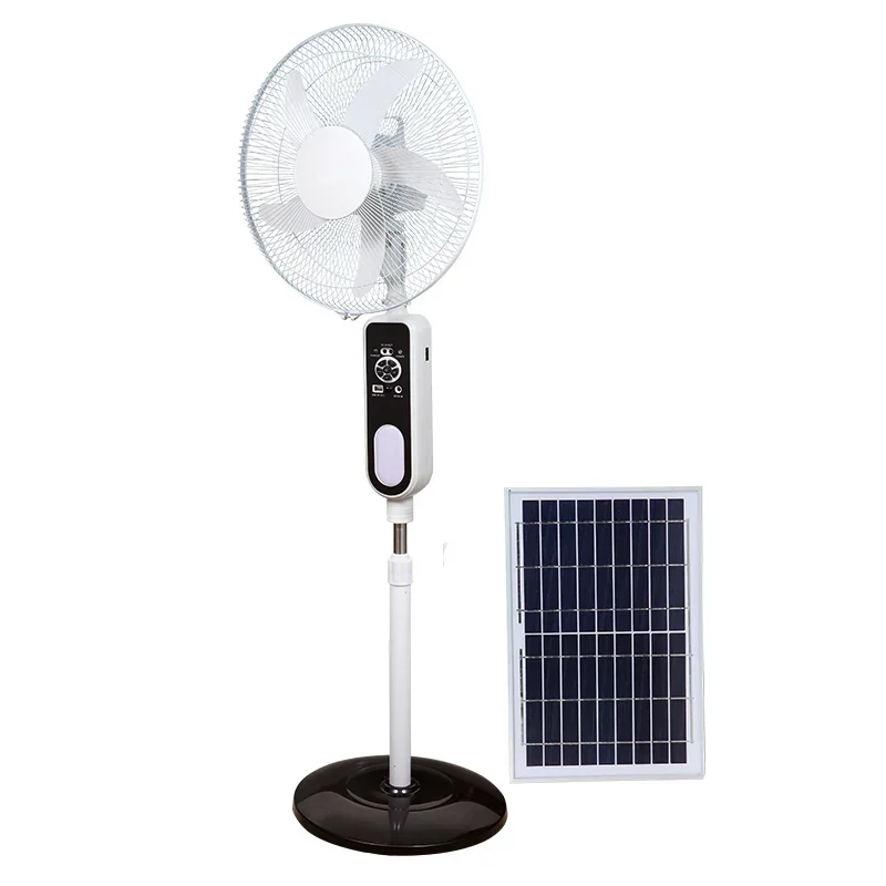 Supplier 16 18 inch  Good Price Portable Electric Fan with Solar Panel Power Battery Rechargeable Standing Fan