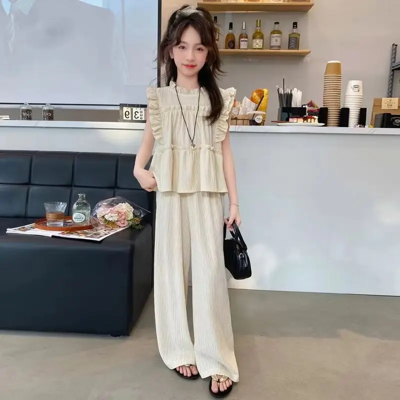 

Girls Clothes Set Summer Solid Color Vest + Short Pants 2 PCS Children Clothing for Girl Teen Kids Girls Clothes 8 10 11 12 Year