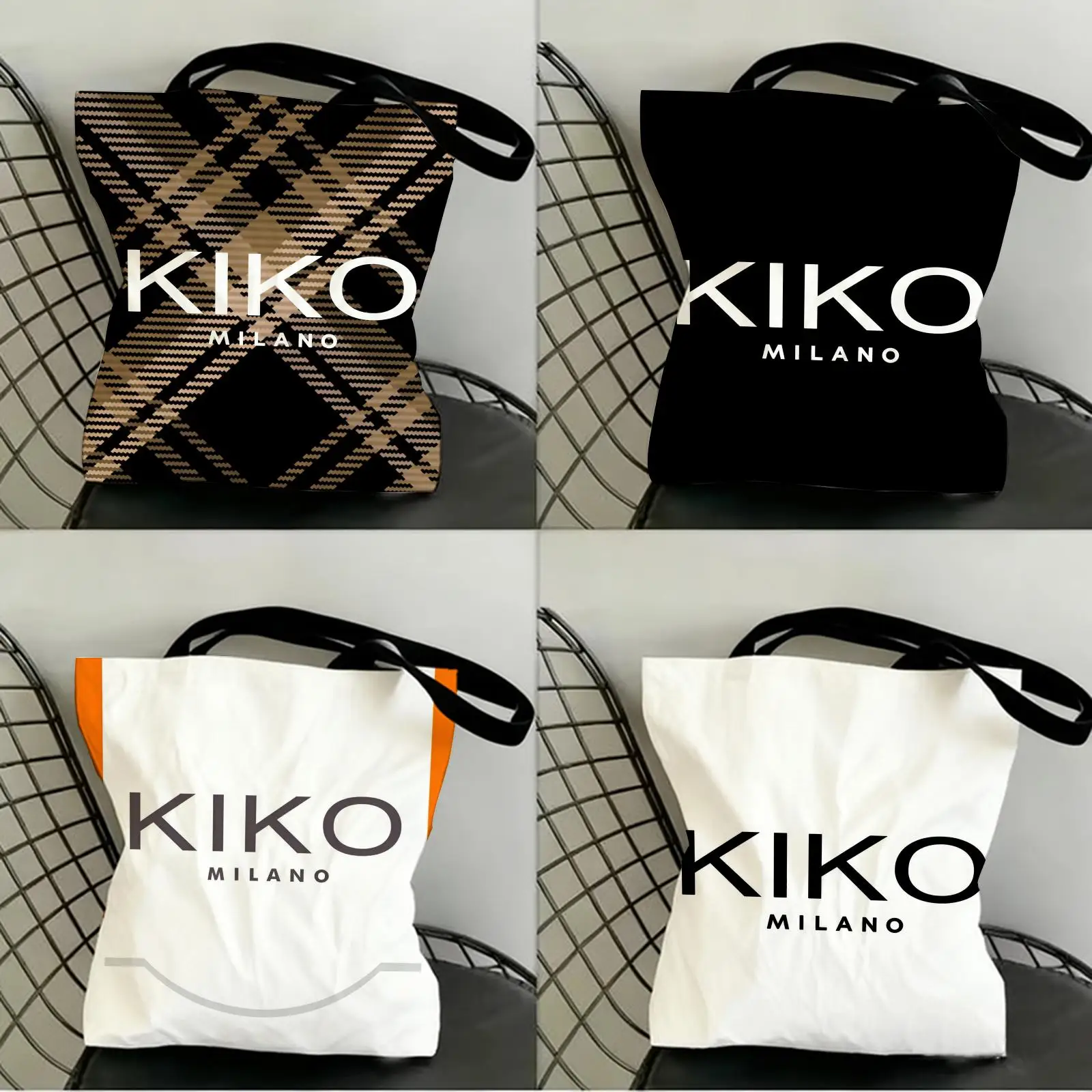 

Cosmetics Brand K-Kiko Storage Bags Canvas Double-Sided Print Fashion Shoulder Tote Shopping Bag Gift Eco Handbags