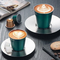 Leeseph Stainless Steel Espresso Cups, Double Wall Insulated Coffee Mug Drinking Demitasse Cup for Home Indoor Outdoor Office