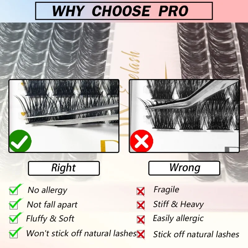 144 Clusters Mink Eyelashes Kit With Waterproof 3D Natural DIY Lash Extension Kit Lash Bond And Seal And Eyelash Tweezers Makeup