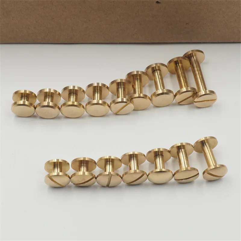 5/10/ 20 Pcs 4-15mm*10mm Plane Pure Copper Luggage Leather Metal Craft Solid Screw Nail Rivet Belt/Strap Rivets Accessories DIY