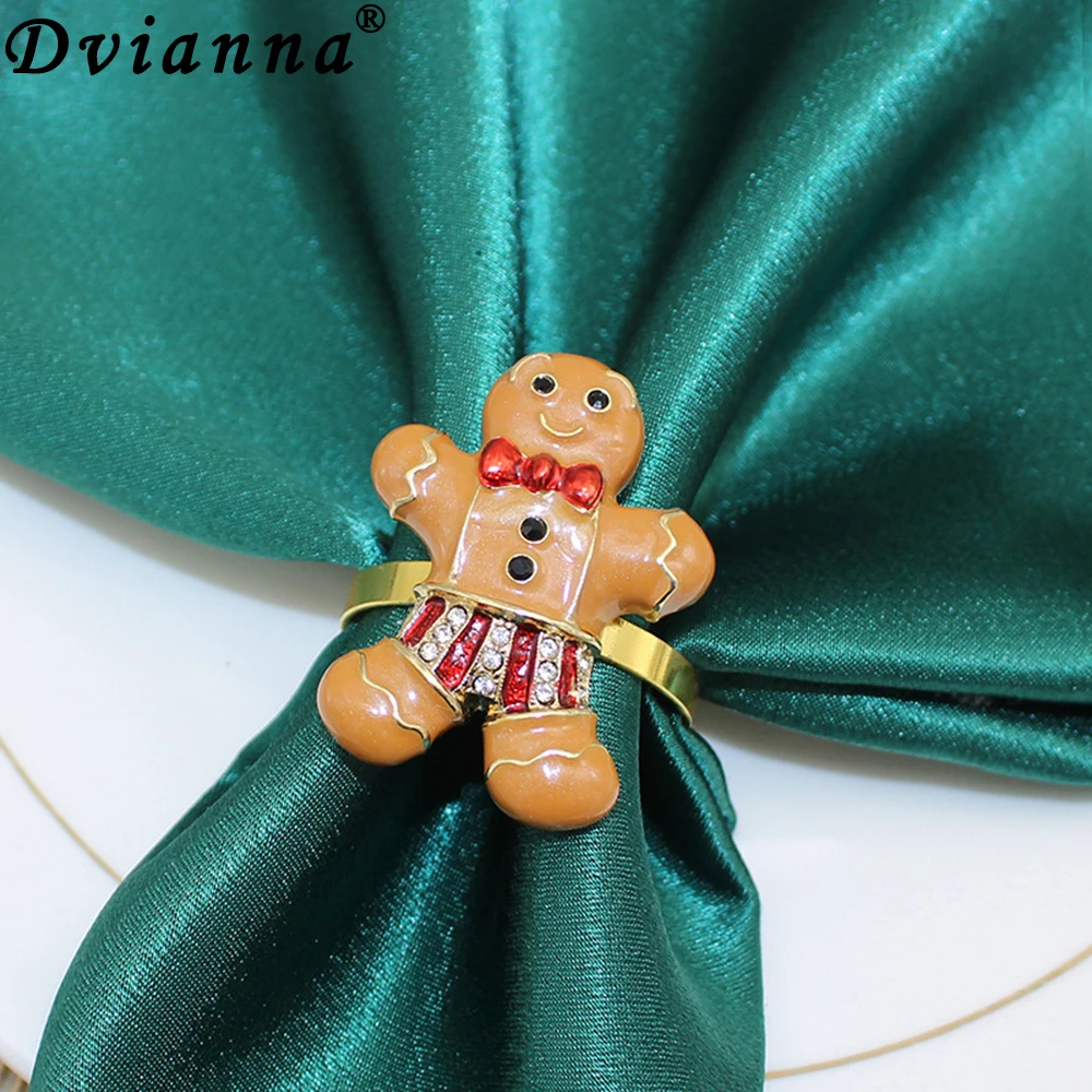 

8Pcs Gingerbread Man Napkin Rings Nutcracker Napkin Holder for Dinning Table Setting Wedding Christmas Party Decorations HWC263