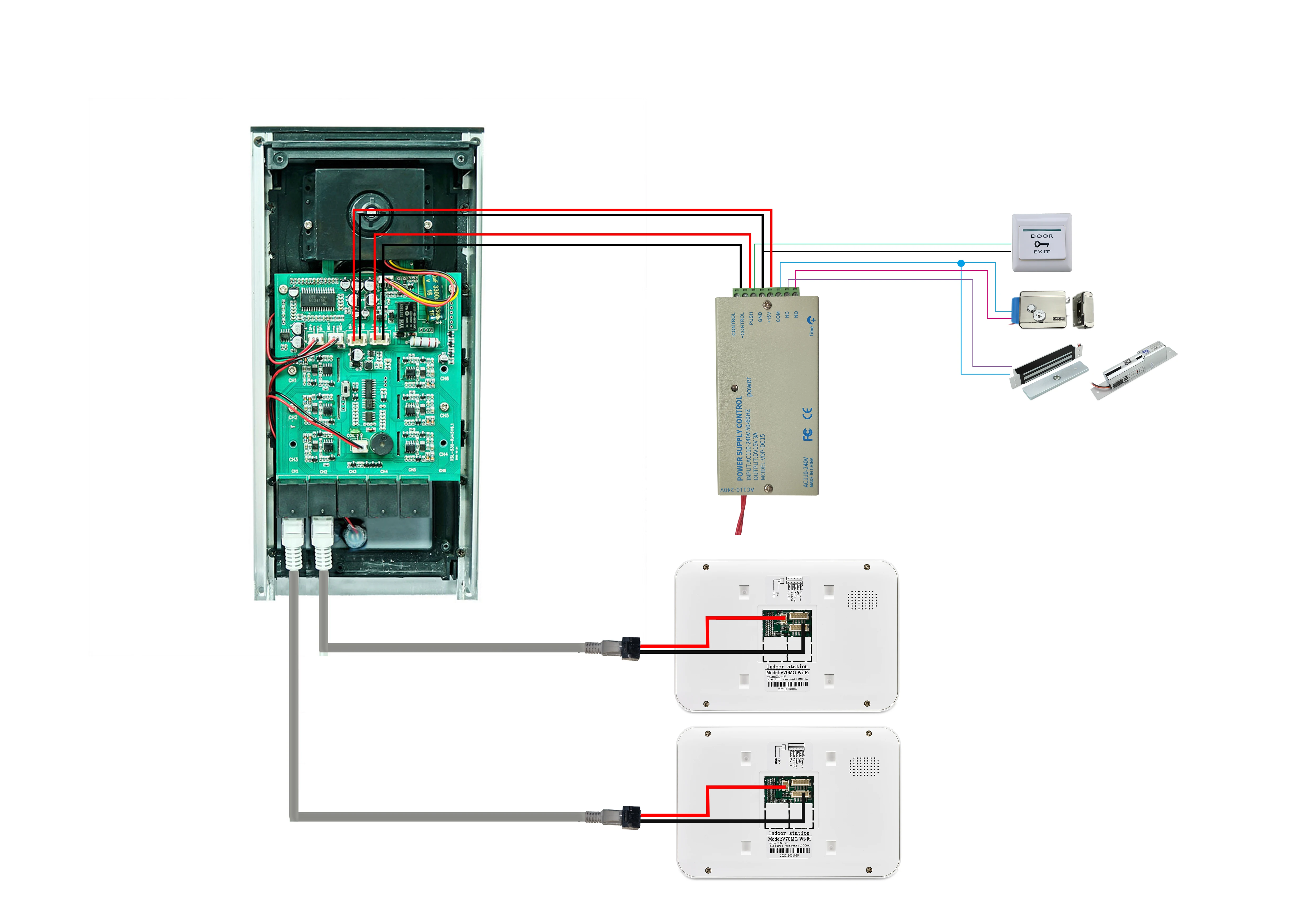 Apartments Home Intercom with Rfid Access Control Lock Call 2/3 Buttons Video Door Phone Tuya 7 Inch Wifi Monitor