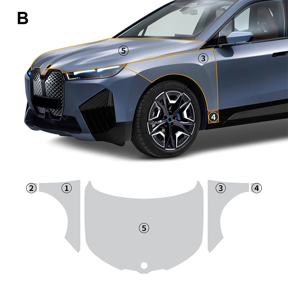 

For BMW IX50 IX40 M60 Xdrive i20 2022-23 TPU Pre-cut PPF Scratch-resistant Front Bumper Hood Engine Transparent Protective Film