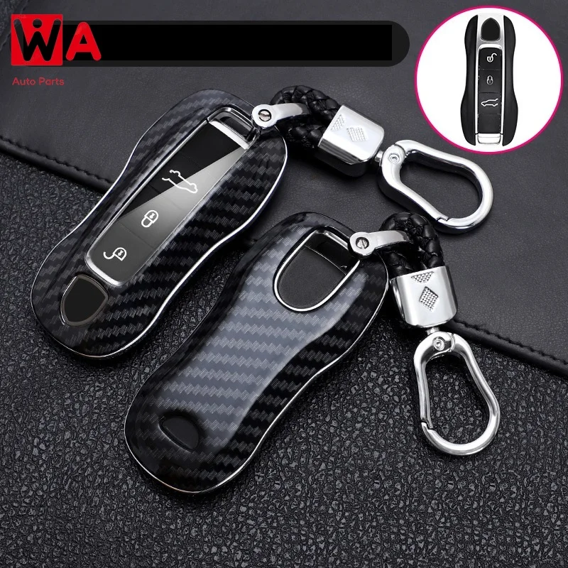 

Carbon Fiber ABS Car Fob Remote Key Case Cover Shell For Porsche Panamera 2017-2020 Cayenne 2018-2020