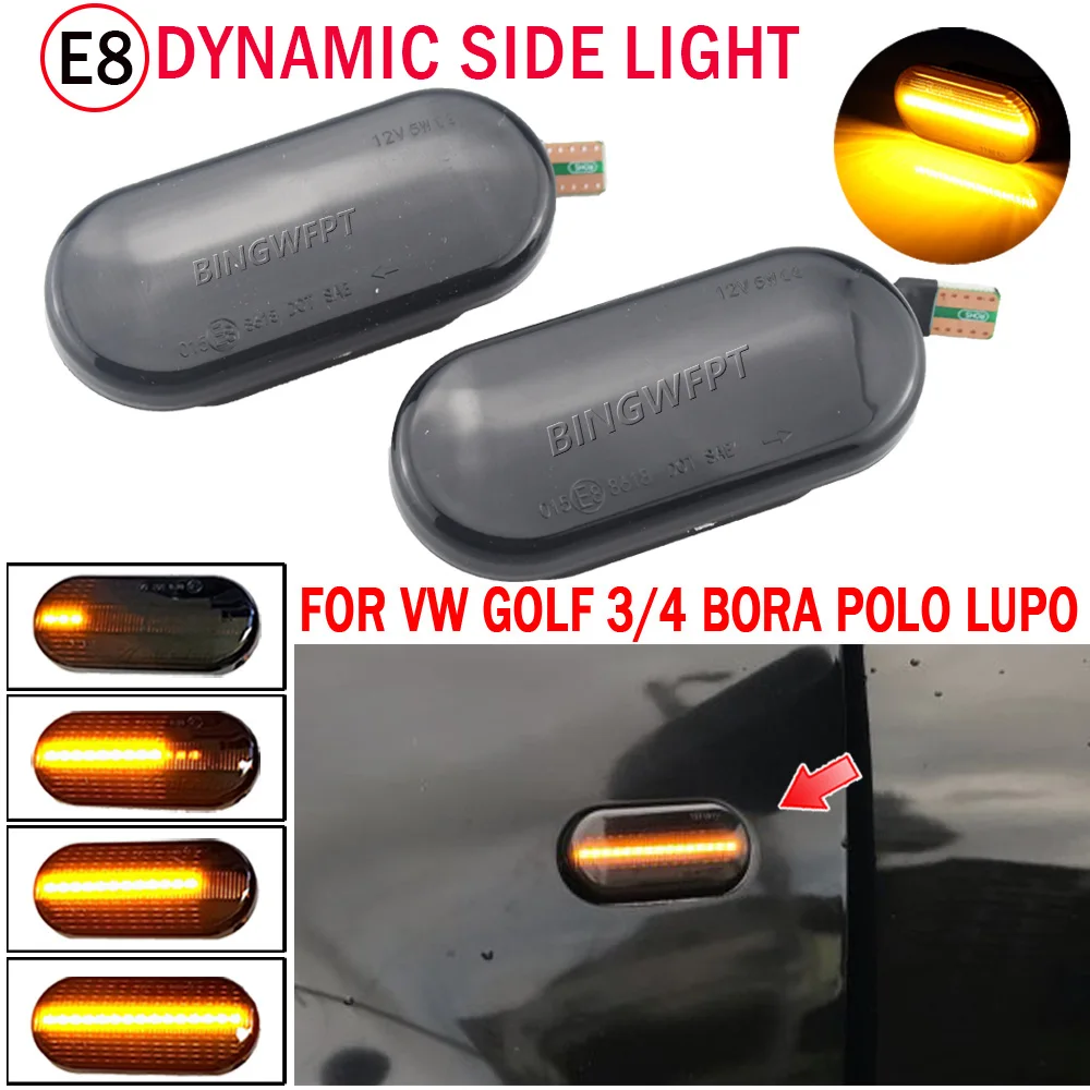 Luz de sinalização dinâmica para Ford C-Max, pisca-pisca indicador Blinker, Fiesta, Focus MK2, Fusion Galaxy, VW Polo, Led 2X