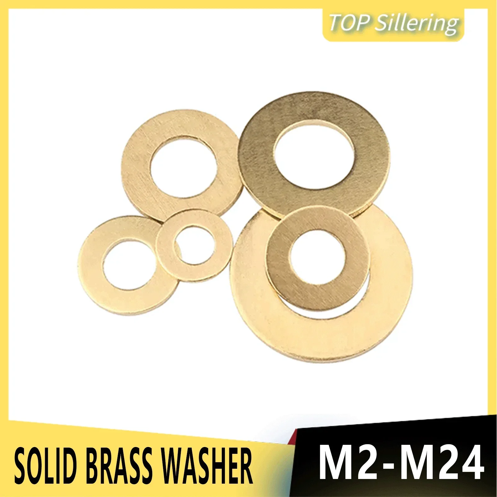 M2 M2.5 M3 M4 M5 M6 M8 M10 M12 M14 M16 M18 Solid Brass Copper Flat Washer Plain Brass Gasket Pad Shim Ring Spacer Circular Meson