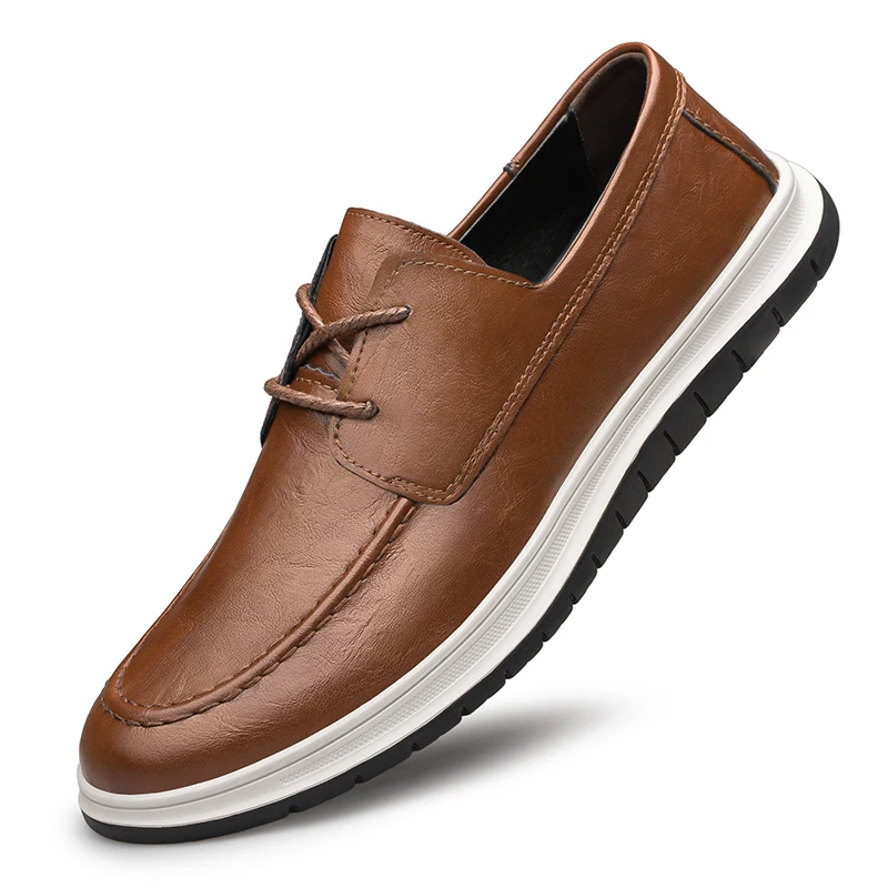 Luxury Brand New Lace Up Soft Soled Oxford Shoes Leather Mens Casual Mens Driving Shoes Wedding Best Man Low Heel Driving Shoes