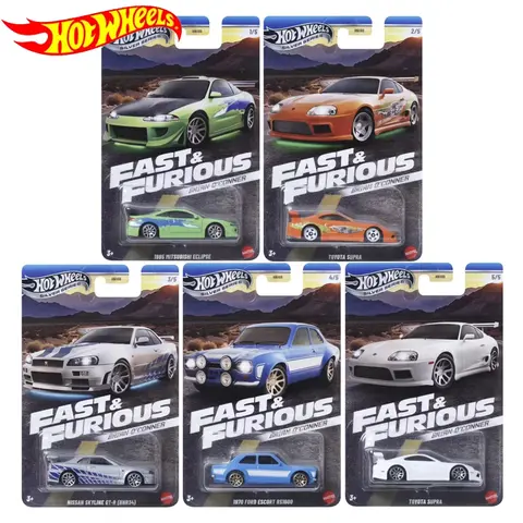 Hot Wheels Bilar Fast & Furious HNR88-E FGHJ TOYOTA SUPRA NISSAN SKYLINE GTR (BNR34) Diecast Fordon Modellbilar Leksaker Pojkar Present 12 best sales Hot Wheels 5-pack - №10