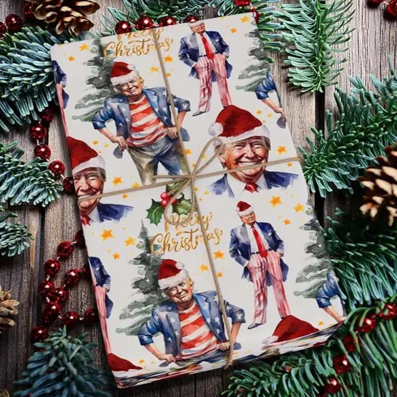 Christmas Present Packing Craft Paper Creative Trump Pattern Snack Cookies Gift Wraping Paper For Holiday Party Supplies