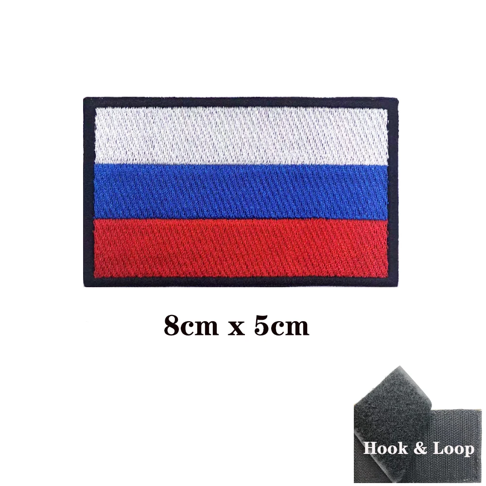 1PC Russian Flag Russia Armband Embroidered Patch Hook & Loop Or Iron On Embroidery  Badge Cloth Military Moral Stripe