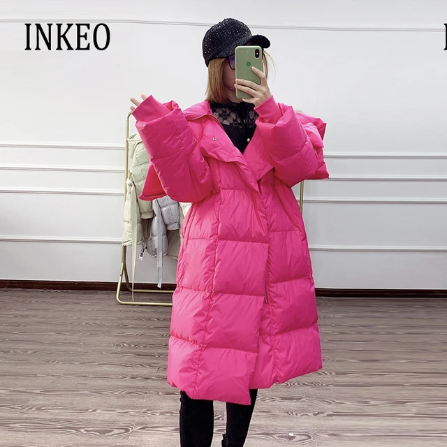 Long pink padded coat best sale