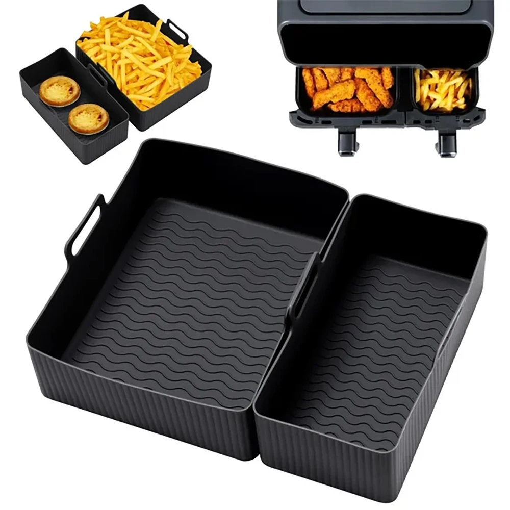 2PCS/Set Air Fryer Tray Silicone Liner Basket, For Tefal Ey901840 Airfryer, Reusable Oven Baking Mold, Non-Stick Pizza Grill Pan