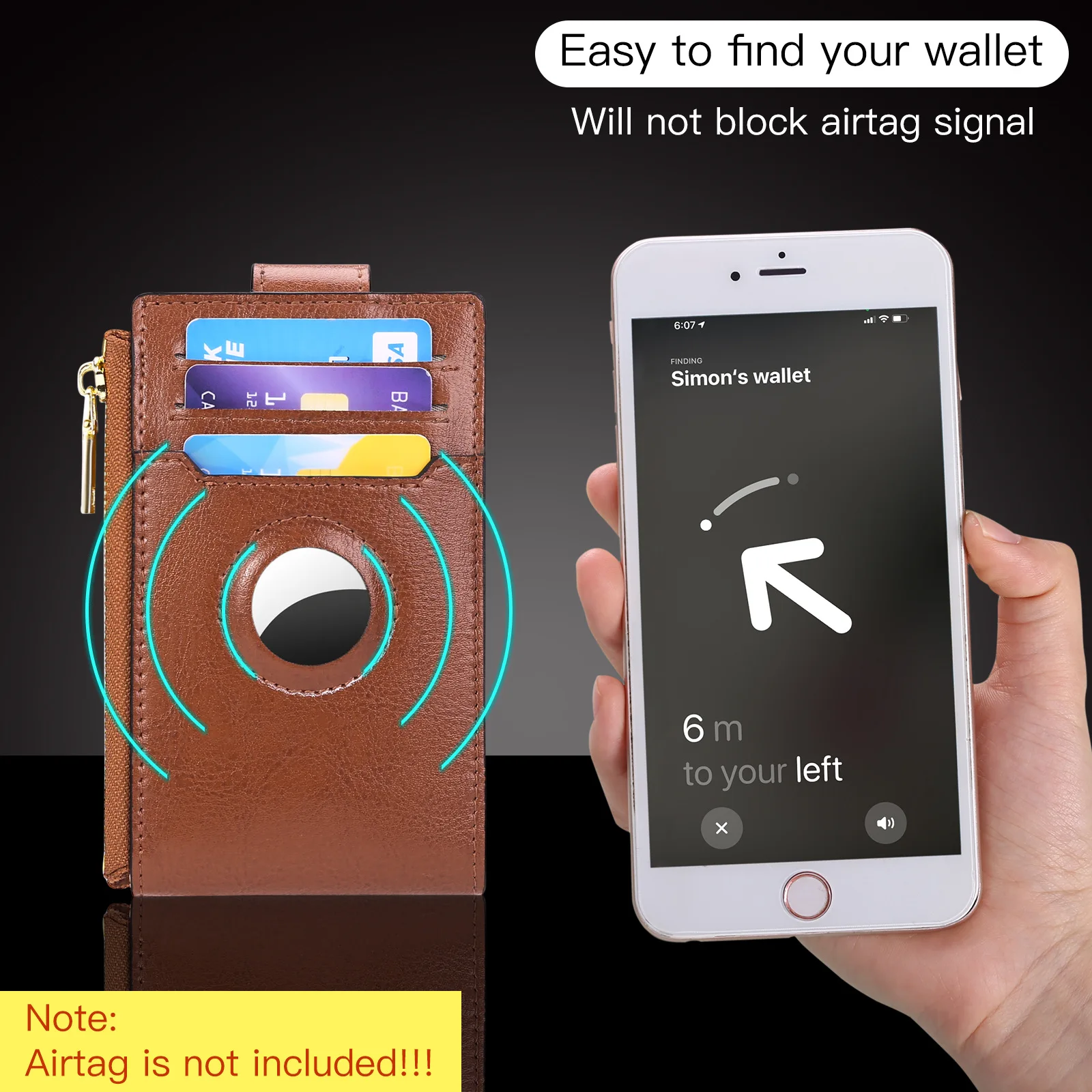 New Leather Ladies Card Holder AirTag Tracker Multi-functional RFID Antitheft Wallet US Dollar Holder
