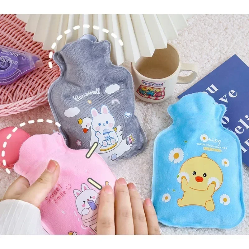 Tummy Warmers Hot Water Bottle Rubber Bag Cute Cartoon Warm Relaxing Safe Heat Cold Large Plush Cloth Hot Water Bag