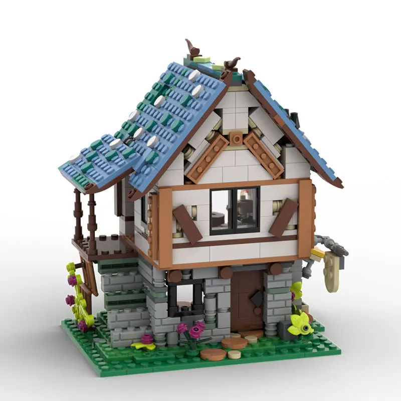 وصول جديد، متوفر في المخزون MOC-239963، 713 قطعة من مكعبات بناء الجسيمات الصغيرة، الهندسة المعمارية في العصور الوسطى، لعبة نموذج قلعة الحداد. #1