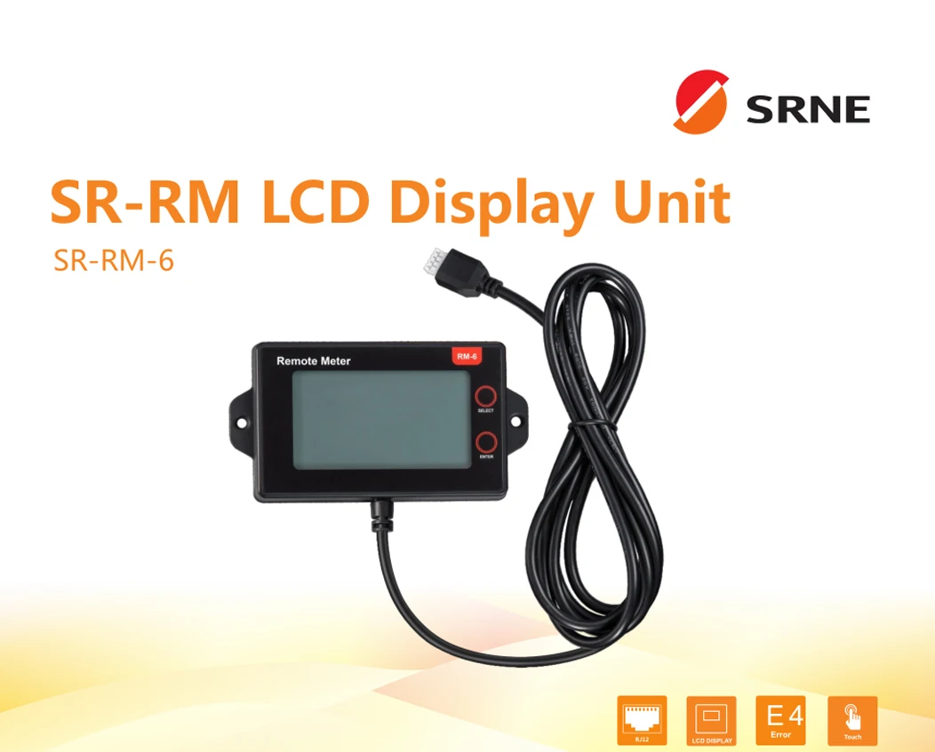 SRNE RM-6 Remote Display With Touch Function for MC Series Mppt Solar Controller With LCD Screen IP32 Waterproof Level