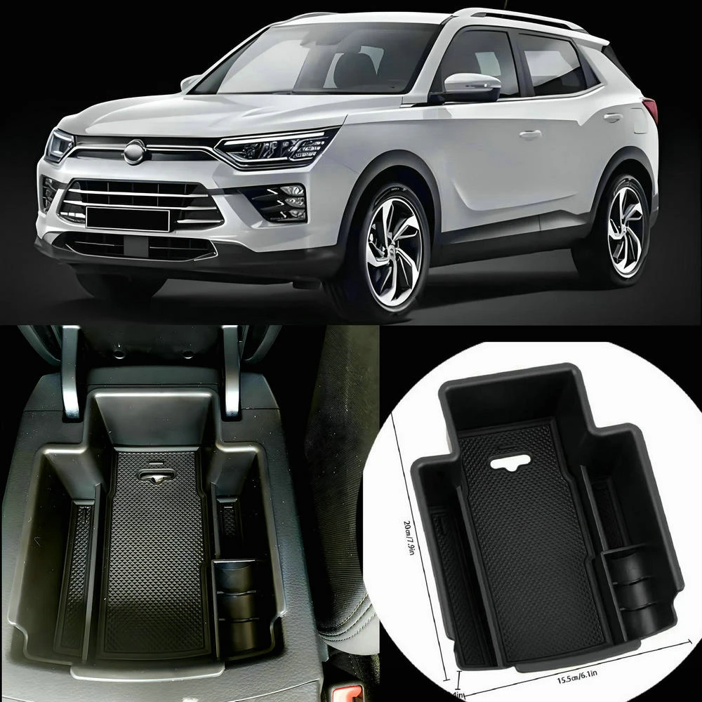 Auto Interior Storage Box For Ssangyong Korando C300 2019~2022 Car Middle Armrest Storage Box Organizer Tray Car Accessories