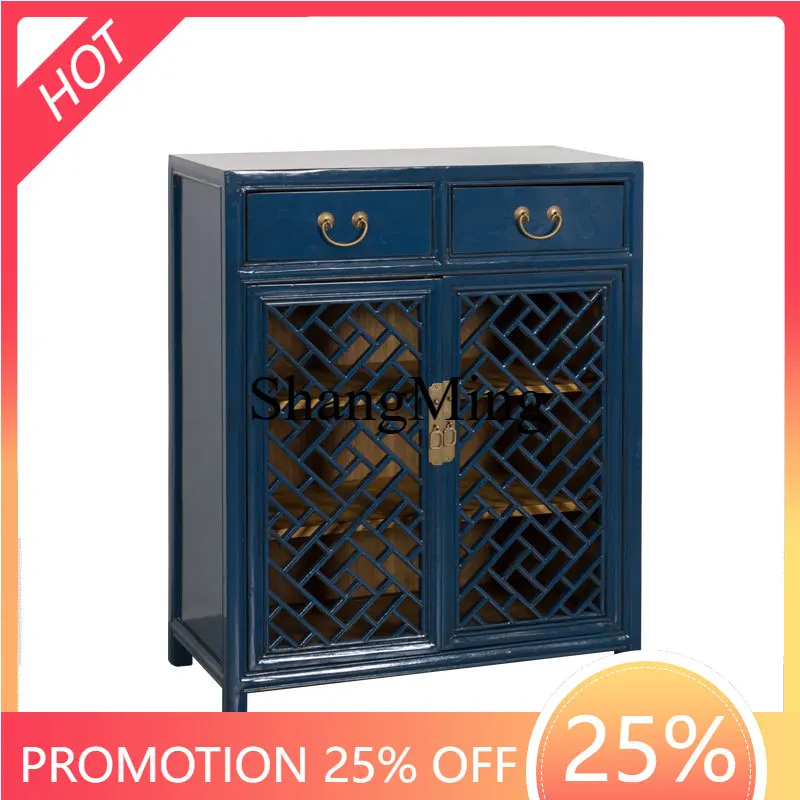 

ZYY premium Chinese-style elm dining side cabinet solid wood color paint storage side living room tea old entrance chest