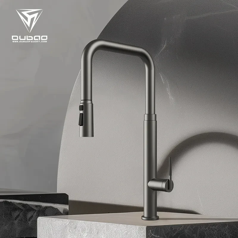 Gold Kitchen Faucet with Single Handle Pull-Down Contemporary New Style Mixer Faucet for Modern Kitchen Design