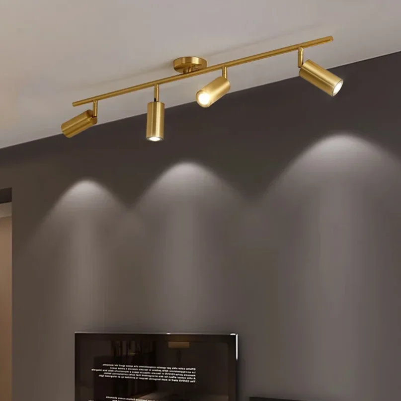 

Modern Luxury gold track spotlights Flush Mount Ceiling Light Fixture living room wall aisle bar Gu10 tracking light kit