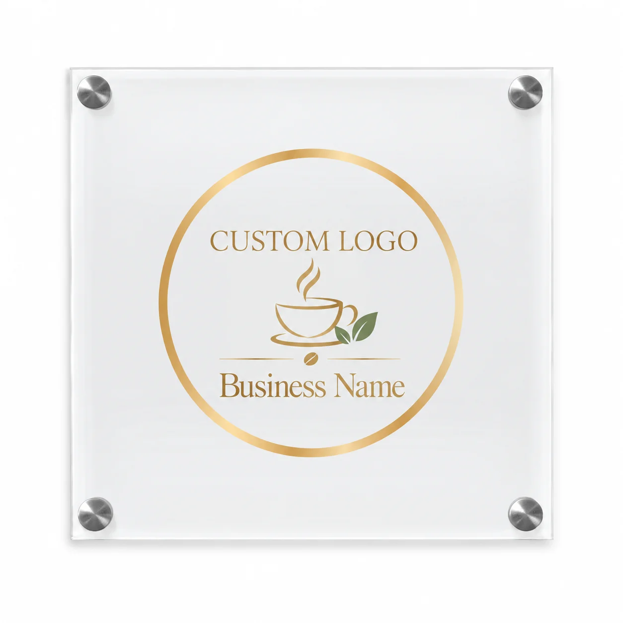 1PC Personalized Acrylic Office Sign Custom Logo Clear Door Plaque 3mm UV Printed Business Wall Sign with 4 Standoff Screws