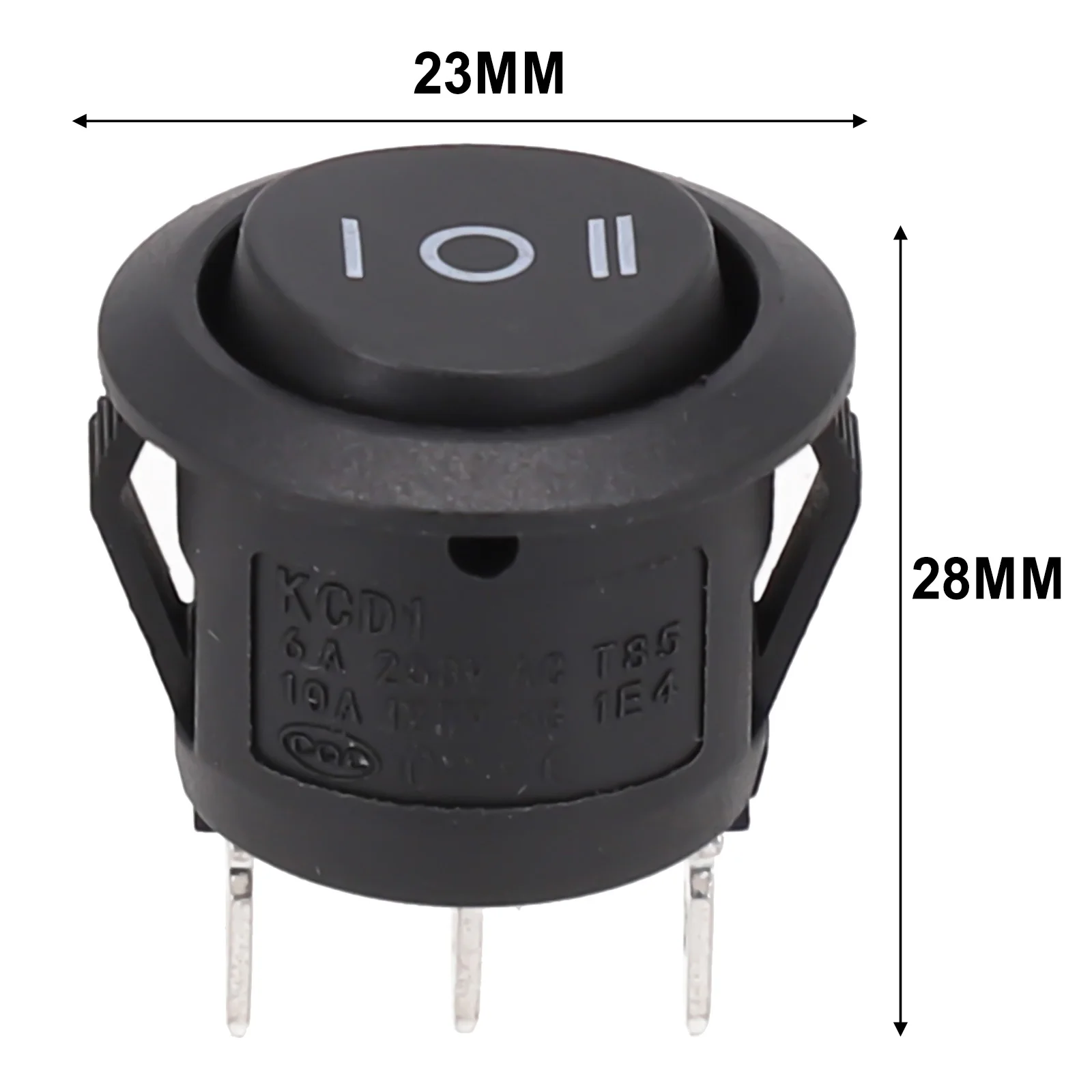 Interruptor de balancim redondo preto para carro, 20mm SPDT Power Switch, 2 Pin Toggle Switch, acessórios automotivos, 10A, 12 V, 250V