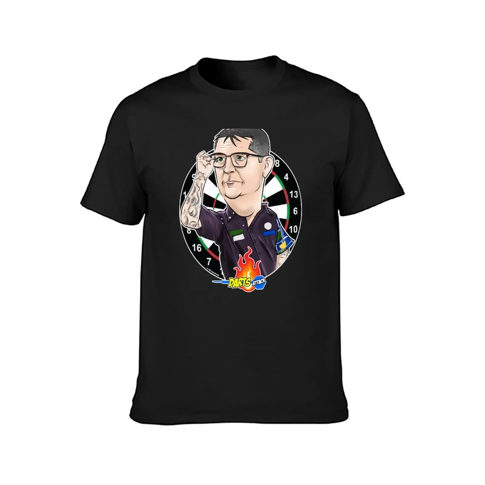 Caricatura Gary Anderson by Darts Attack T-Shirt anime stuff plain mens white t shirts